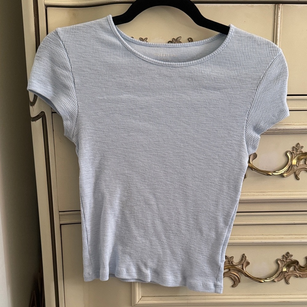American Eagle Outfitters Light Blue Ribbed Tee